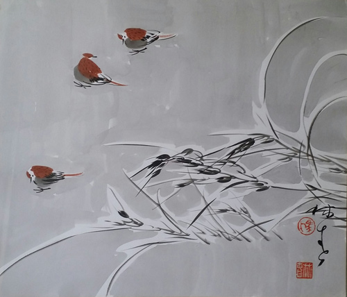马麟春:书法笔画融入画面,画竹更是写竹