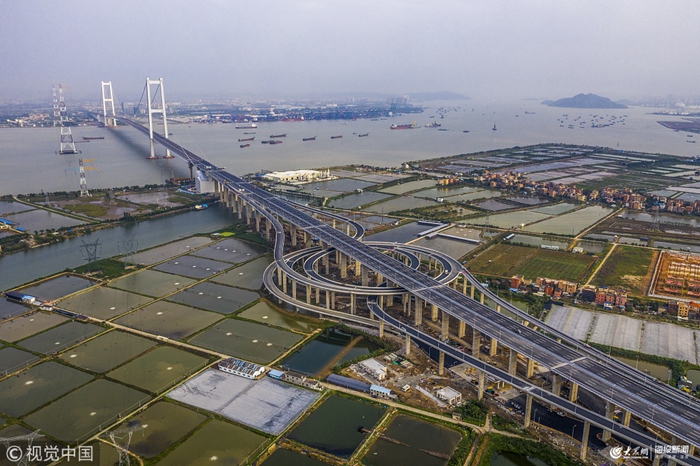 广州:航拍虎门二桥 粤港澳大湾区首个"超级工程"即将投用