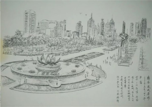 大明湖简笔画 风景画图片
